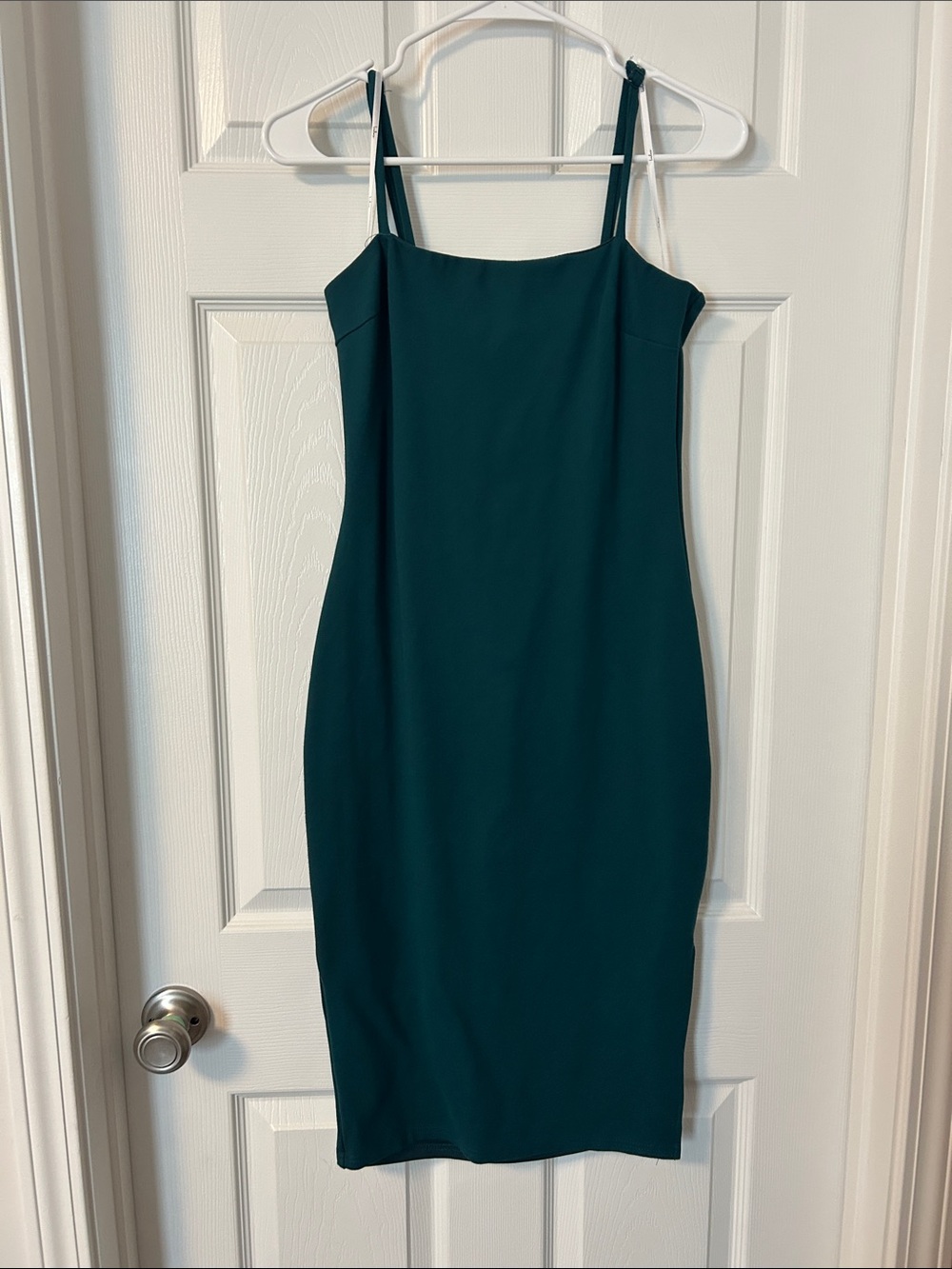 Lulu's Teal Square-Neck Midi Bodycon Dress